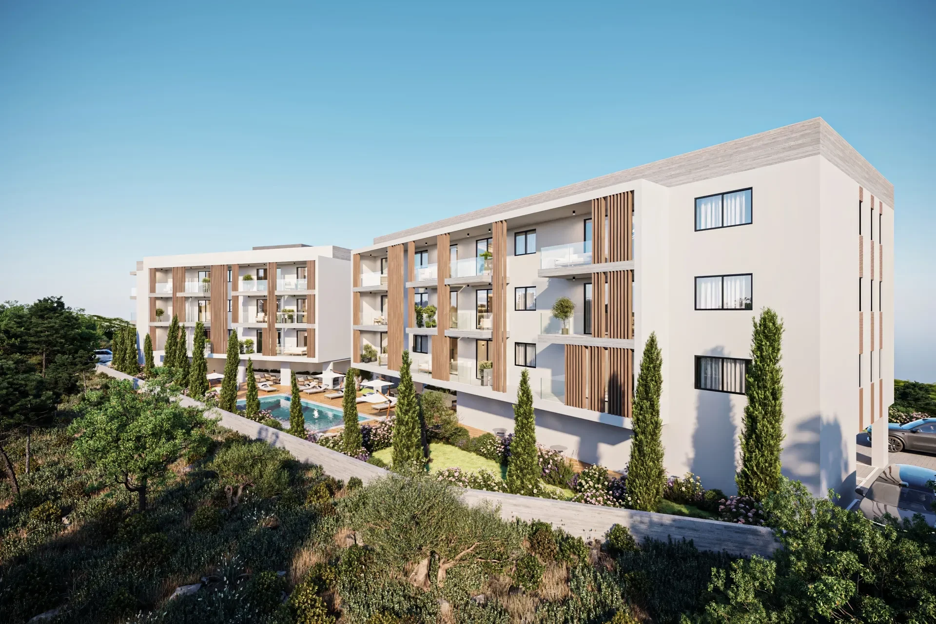 Apartments beside the Future Linear Park in Universal, Paphos