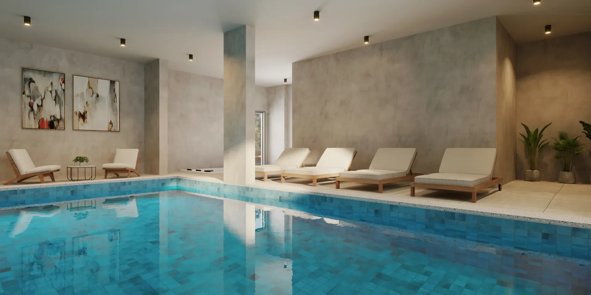 Apartments with an Indoor Pool and Sauna by the Park of Colours