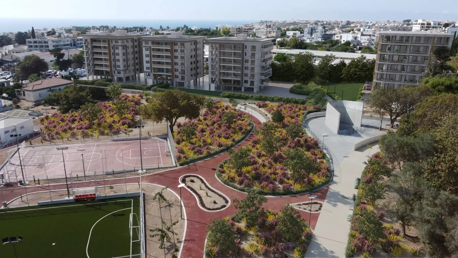 Apartments with Panoramic City and Sea Views by the Park of Colours