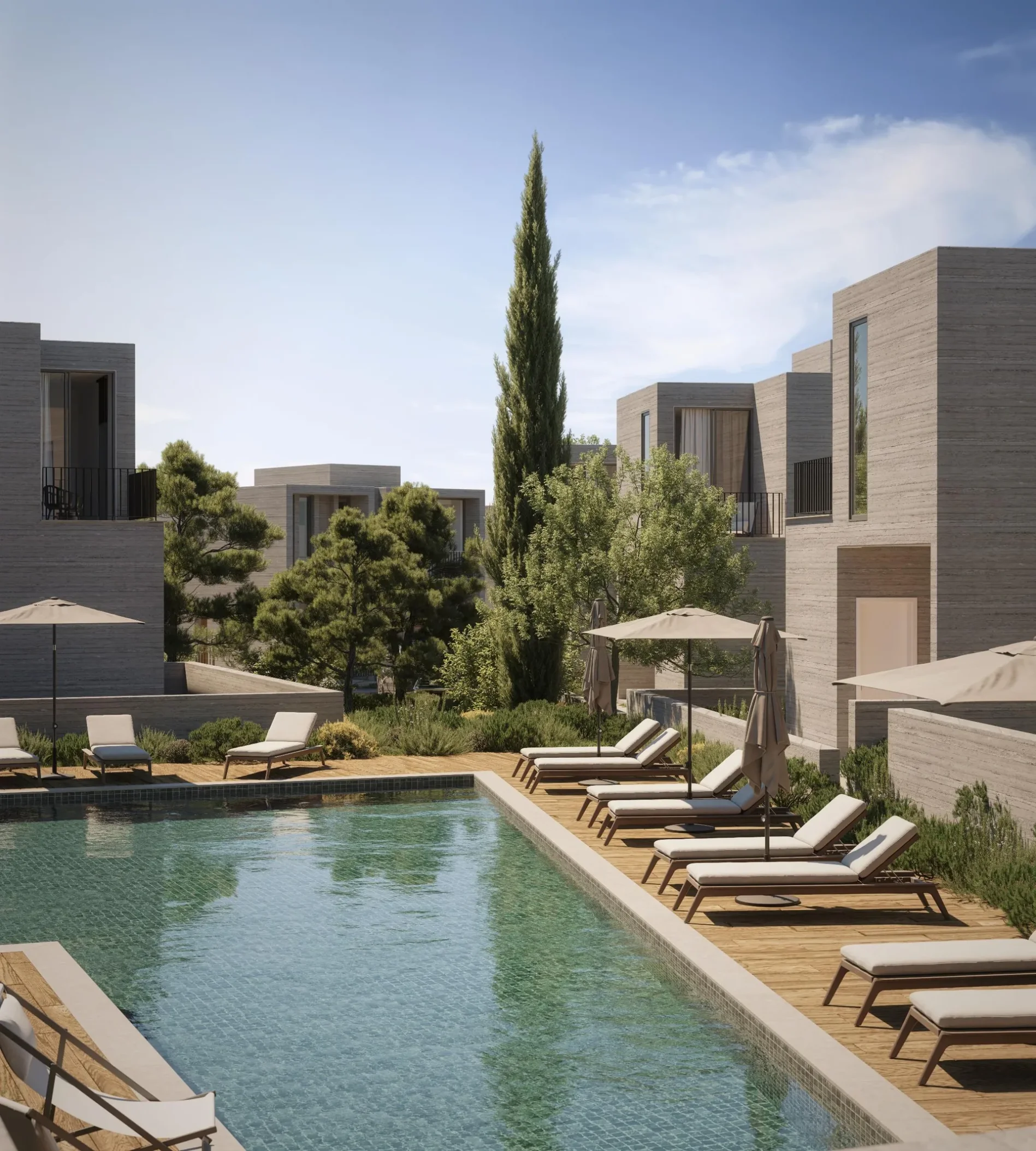 Two-Bedroom Apartments by a 107 m² Pool in Emba