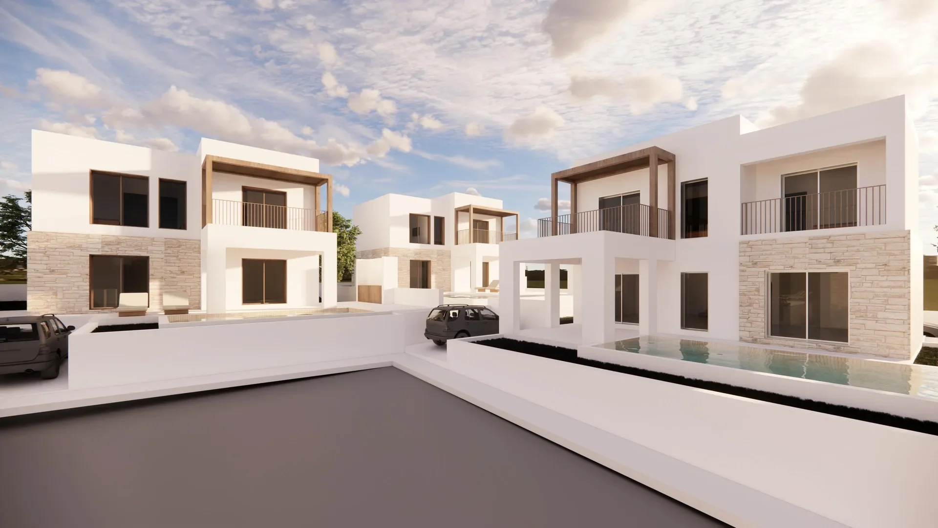 Three-Bedroom Villas with Private Pools and Sea Views in Peyia