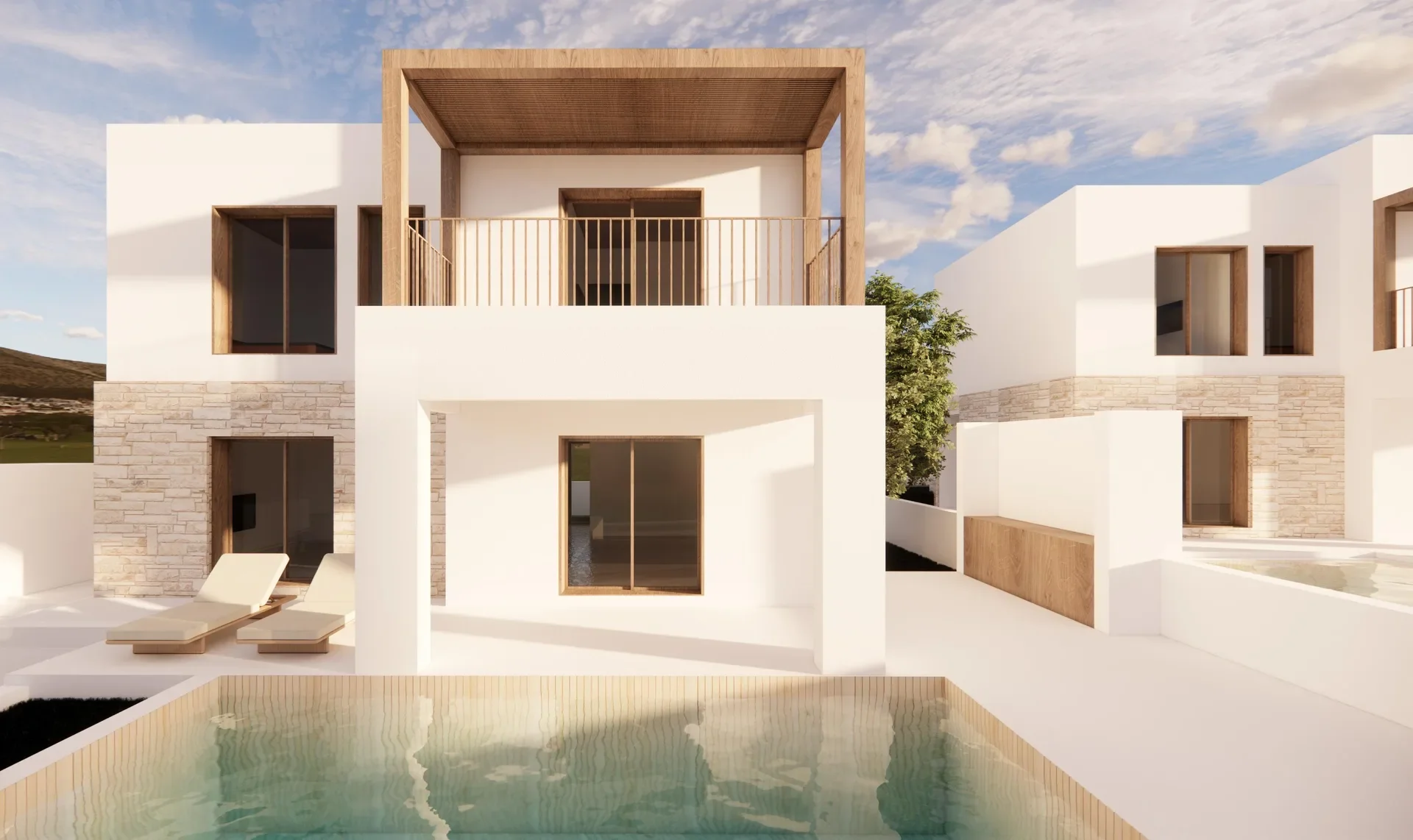 Three-Bedroom Villas with Private Pools and Sea Views in Peyia